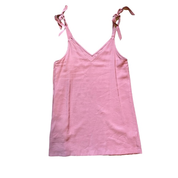 Topshop Tilda Pink Tie Shoulder Button Side Slip Mini Dress NWOT US Size 10 - Picture 2 of 5